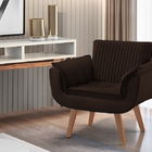 Poltrona Decorativa Marrom Em Veludo Nimes