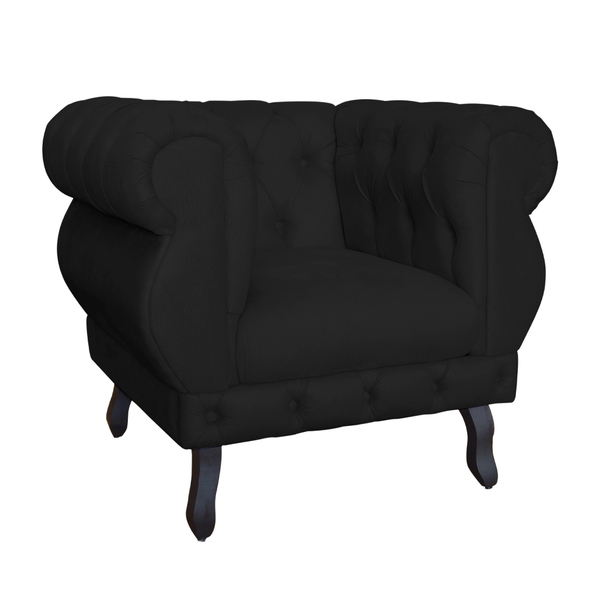 Poltrona Decorativa Maya Pés Luis Xv Suede Preto - Ds Estofad