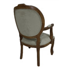 Poltrona Decorativa Medalhão Capitonê Verniz Imbuia E Suede V