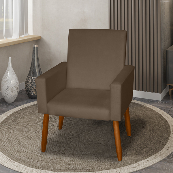 Poltrona Decorativa Mel Material Sintético Marrom Dal Poz Est