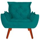 Poltrona Decorativa Melissa Pés Madeira Suede Turquesa