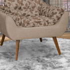 Poltrona Decorativa Melissa Pés Palito Veludo Bege Floral Kon