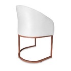 Poltrona Decorativa Mia Base Industrial Cobre Suede Branco -