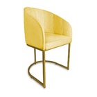 Poltrona Decorativa Mia Base Industrial Dourada Suede Amarelo