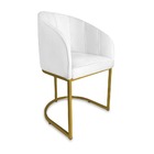 Poltrona Decorativa Mia Base Industrial Dourada Suede Branco
