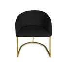 Poltrona Decorativa Mia Base Industrial Dourada Suede Preto -