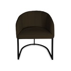 Poltrona Decorativa Mia Base Industrial Preta Suede Marrom -