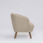 Poltrona Decorativa Milão D07 Pés Madeira Linho Mescla Bege -