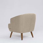 Poltrona Decorativa Milão D07 Pés Madeira Linho Mescla Bege -
