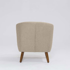 Poltrona Decorativa Milão D07 Pés Madeira Linho Mescla Bege -