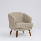 Poltrona Decorativa Milão D07 Pés Madeira Linho Mescla Bege -