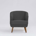 Poltrona Decorativa Milão D07 Pés Madeira Linho Mescla Chumbo