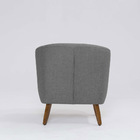 Poltrona Decorativa Milão D07 Pés Madeira Linho Mescla Cinza