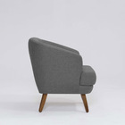 Poltrona Decorativa Milão D07 Pés Madeira Linho Mescla Cinza