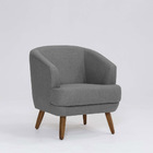 Poltrona Decorativa Milão D07 Pés Madeira Linho Mescla Cinza