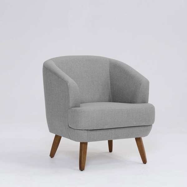 Poltrona Decorativa Milão D07 Pés Madeira Linho Mescla Elefan