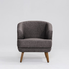 Poltrona Decorativa Milão D07 Pés Madeira Linho Mescla Marrom