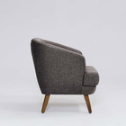 Poltrona Decorativa Milão D07 Pés Madeira Linho Mescla Marrom