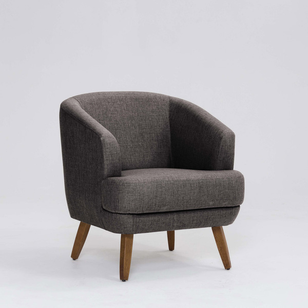 Poltrona Decorativa Milão D07 Pés Madeira Linho Mescla Marrom