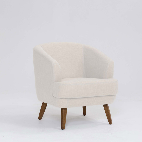 Poltrona Decorativa Milão D07 Pés Madeira Linho Pérola - D'ro