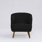 Poltrona Decorativa Milão D07 Pés Madeira Linho Preto - D'ros