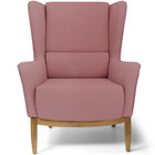 Poltrona Decorativa Milena Base Madeira Suede Rosê - Casaepol