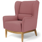 Poltrona Decorativa Milena Base Madeira Suede Rosê - Casaepol