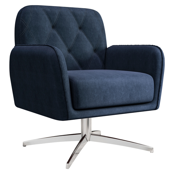 Poltrona Decorativa Mirna Suede Azul Base Giratória G52 - Gra
