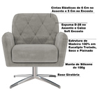 Poltrona Decorativa Mirna Suede Cinza Base Giratória G52 - Gr