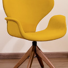 Poltrona Decorativa Mix Pé Giratório De Madeira Amarelo