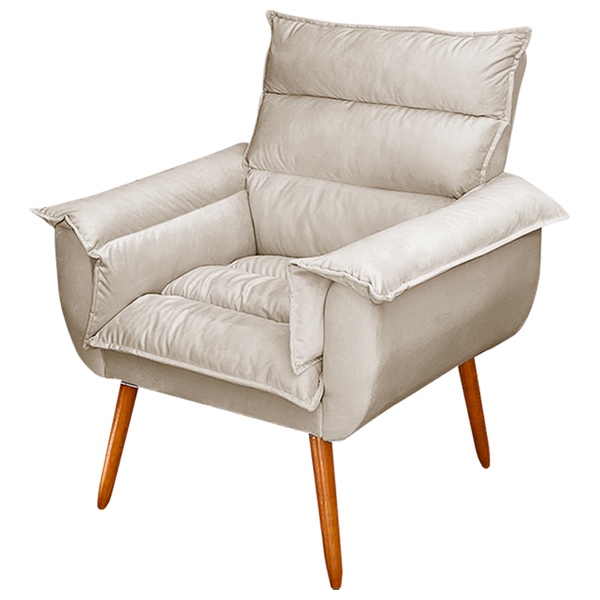 Poltrona Decorativa Moderna Sala De Estar E Recepção Monza Pé