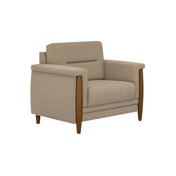 Poltrona Decorativa Montevidéu Linho Bege G45 - Gran Belo