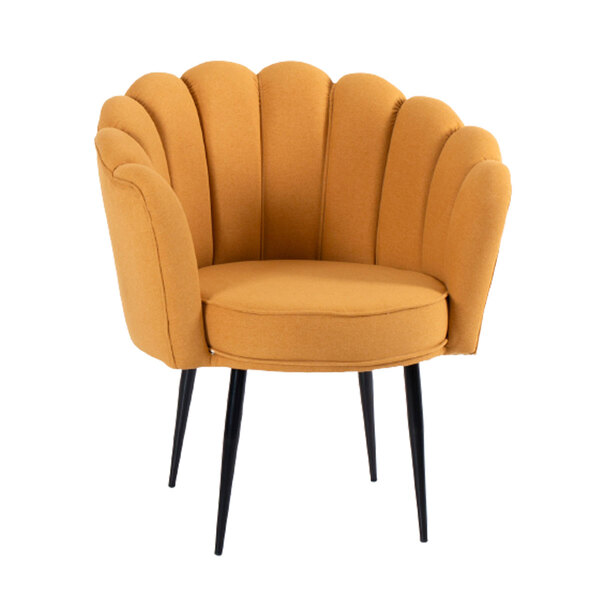 Poltrona Decorativa Moscou Pétala Tecido Veludo Mostarda Pés