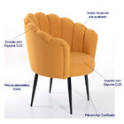 Poltrona Decorativa Moscou Pétala Tecido Veludo Mostarda Pés