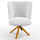 Poltrona Decorativa Munique D02 Base Giratória De Madeira Cor