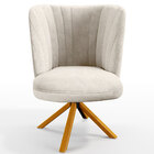 Poltrona Decorativa Munique D02 Base Giratória De Madeira Lin