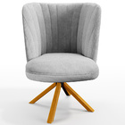 Poltrona Decorativa Munique D02 Base Giratória De Madeira Lin