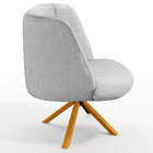 Poltrona Decorativa Munique D02 Base Giratória De Madeira Lin