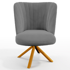 Poltrona Decorativa Munique D02 Base Giratória De Madeira Vel