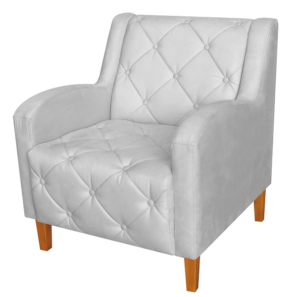 Poltrona Decorativa Munique Pés Trapézio Suede Branco - Ds Es