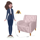 Poltrona Decorativa Munique Pés Trapézio Suede Rosê - Ds Esto