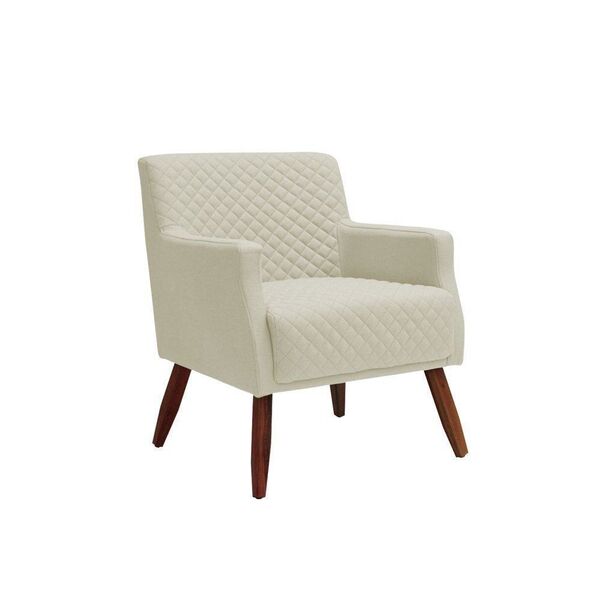 Poltrona Decorativa Nagoya Pés Madeira Veludo Bege G15 - Gran