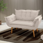 Poltrona Decorativa Namoradeira Francis 02 Lugares Suede Bege