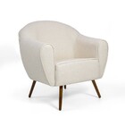 Poltrona Decorativa Nara Jacar Bege B-298 Pés Palito Madeira