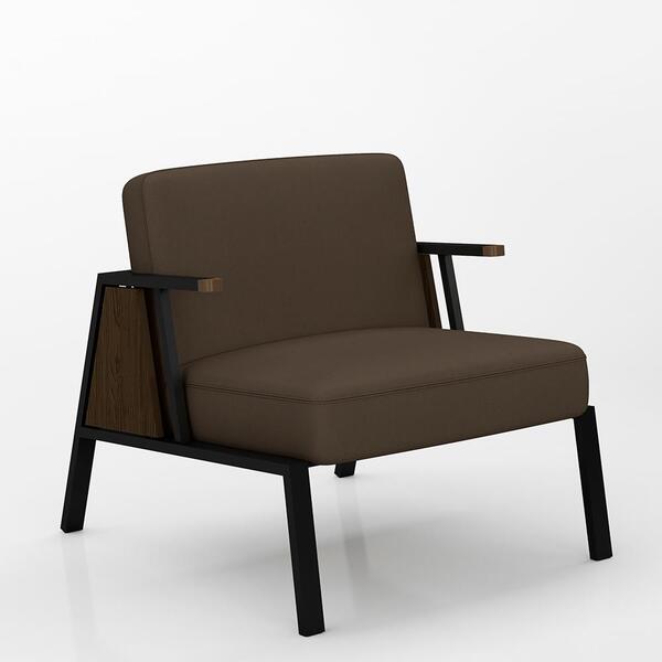 Poltrona Decorativa Newark Preto/imbuia/marrom - Móveis Arapo