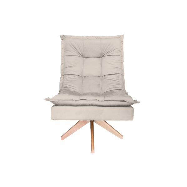 Poltrona Decorativa Nilla Chaise Base Giratória Madeira Suede
