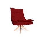 Poltrona Decorativa Nilla Chaise Base Giratória Madeira Suede