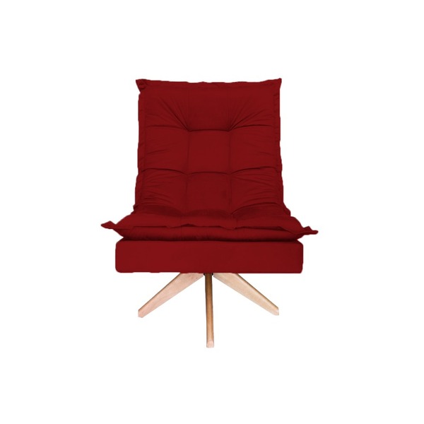 Poltrona Decorativa Nilla Chaise Base Giratória Madeira Suede