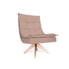 Poltrona Decorativa Nilla Chaise Base Giratória Madeira Suede