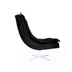 Poltrona Decorativa Nilla Chaise Base Giratória Suede Preto W